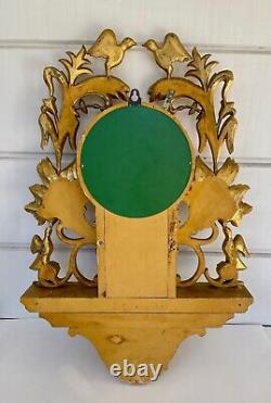 Horloge suédoise vintage, très grande horloge à oiseaux dorés, Westerstrand, signée, telle quelle