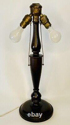 Lampe de table en bois haut avec du laiton du début du XXe siècle
