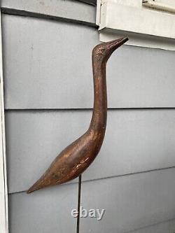 Leurre en bois d'oiseau de rivage antique Art populaire américain du début du 20e siècle Canard Oiseau