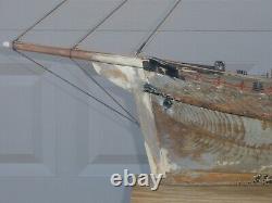 Modèle de bateau de bassin, art populaire antique du début du 20ème siècle, navire à gréement à gaffe