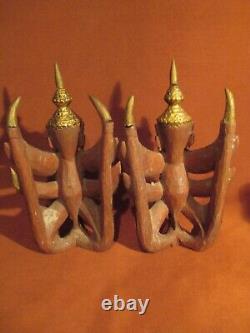 Paire de figures gardiennes de Garuda en bois doré thaïlandais du début du XXe siècle