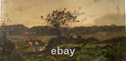 Peinture ancienne à l'huile sur panneau Paysage Léon Duval-Gozlan Art en bois Rare Ancien 19e siècle