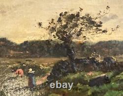 Peinture ancienne à l'huile sur panneau Paysage Léon Duval-Gozlan Art en bois Rare Ancien 19e siècle