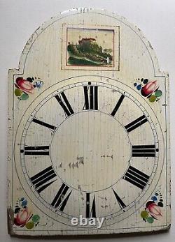Ravissant Cadran d'Horloge en Bois Peint du Début du XIXe Siècle, à Utiliser ou à Décorer