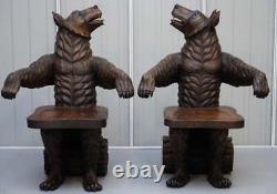 Très rare paire de fauteuils en bois d'ours de la Forêt-Noire d'origine du début du XXe siècle